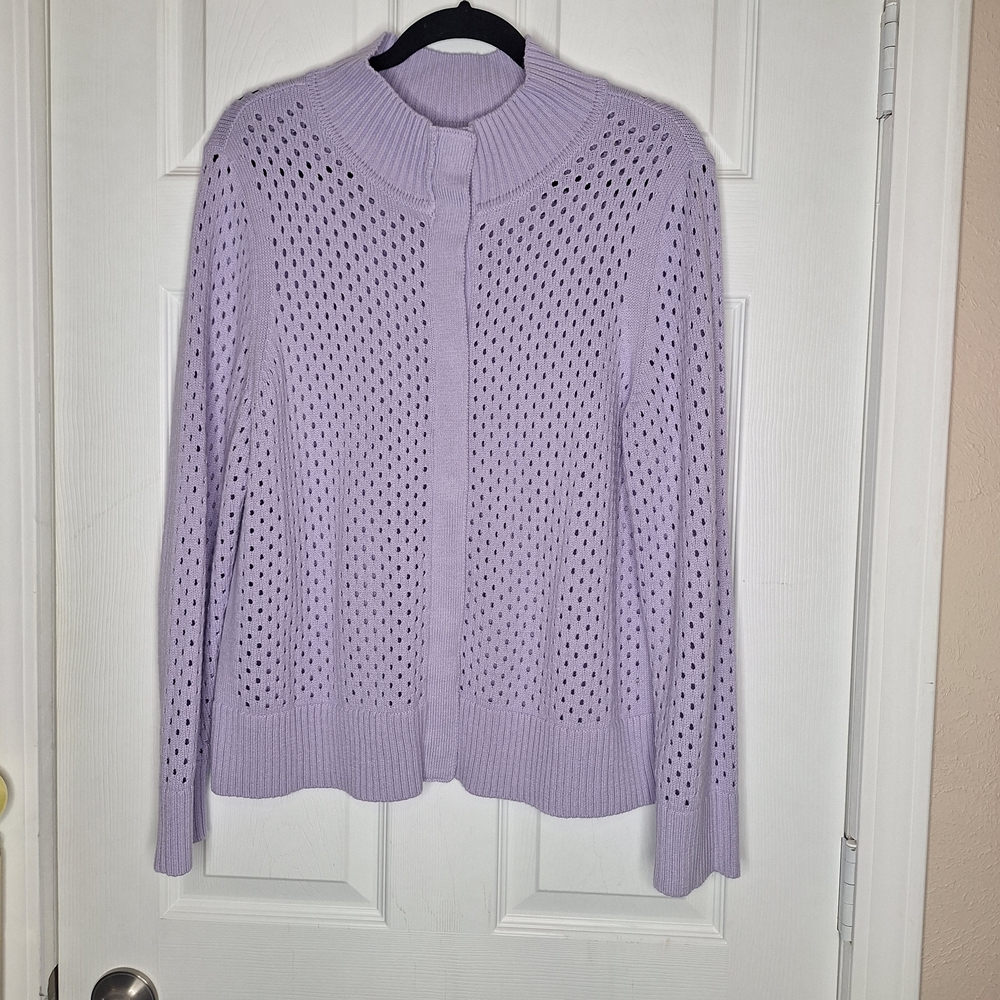 Talbots Coolmax Snap Button Sweater Jacket Size 1X - image 2